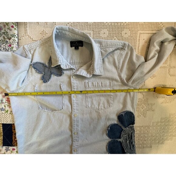 The Scrappy Camper Womens Button Shirt Sz M Upcycled Quilted Daisy Floral Boho - Picture 10 of 14